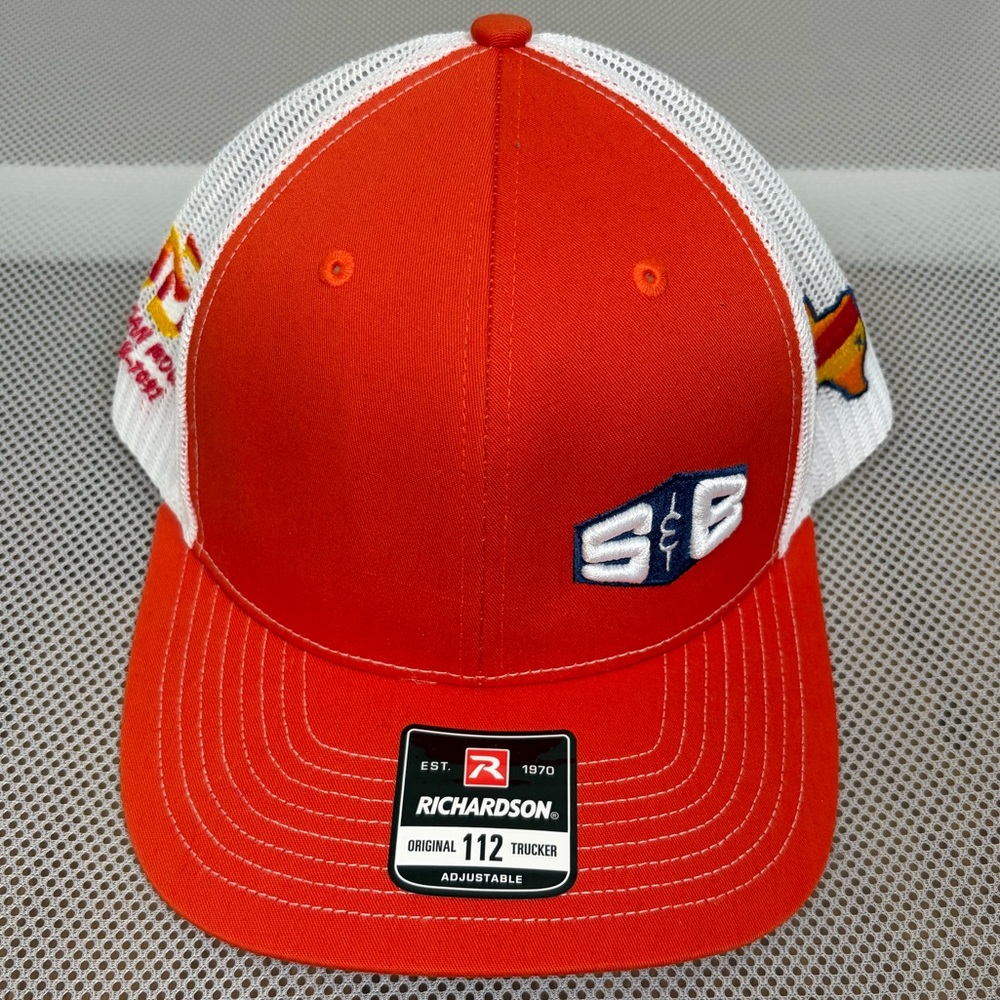 Richardson 112 Trucker Hat S&B Texas Patch Bryan Mound Orange White Snapback Cap - Picture 2 of 13